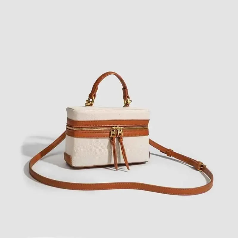 תיק קופסה קנבס עם ידית ורצועה